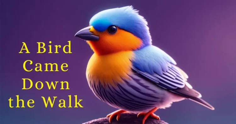 A Bird Came Down the Walk by Emily Dickinson –The Duality of Nature 1 A colorful bird sitting on top of a rock, representing the bird in the poem "A Bird Came Down the Walk" by Emily Dickinson.
